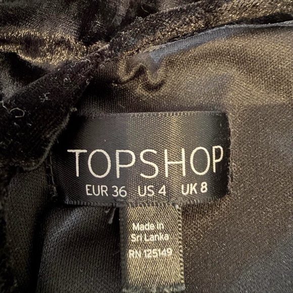 Topshop Black Velvet Mini Dress with Spaghetti Straps Size 4 - Picture 9 of 9